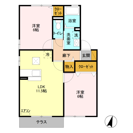 【間取り】 | サンパーク　Ⅱ Ｂ