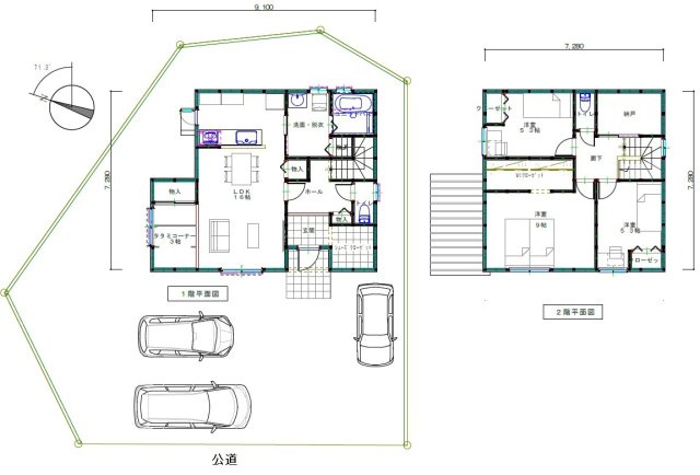 湖南市三雲　売土地69.11坪の土地図＋建物プラン例|プラン建物　床面積110.95㎡　建物価格2163.7万円(税込)