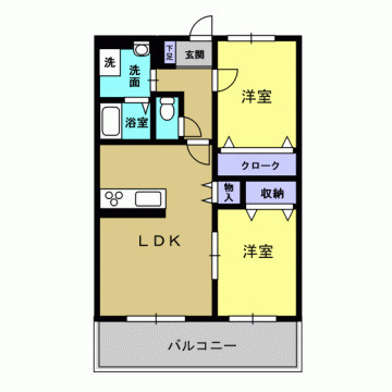 熊本市南区田井島２丁目の賃貸マンションの間取り