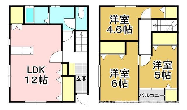 直方市大字感田のアパートの間取り