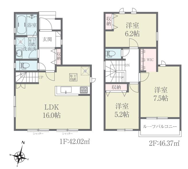 取手市台宿２丁目24-1期　新築戸建　1号棟の間取り