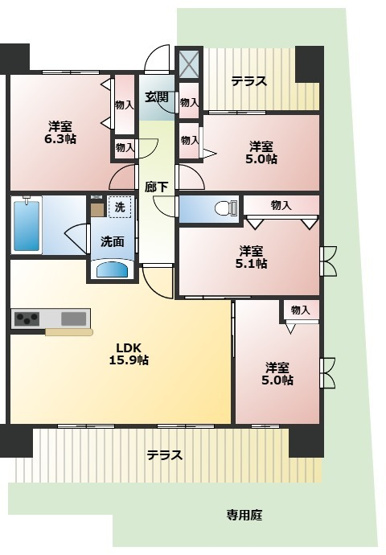 【間取り】 | アーガスレーヴ坪井川緑地 | ☆間取り図☆　※簡略図のため現況優先です