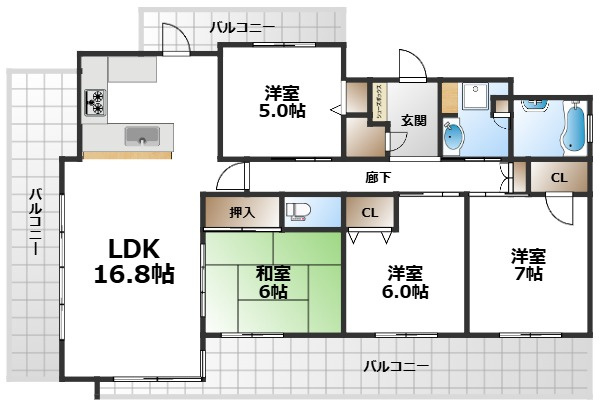 【間取り】 | ルイシャトレ豊中少路駅前