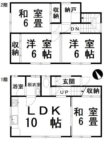 【間取り】 | 鶴野東1丁目58-1822売家