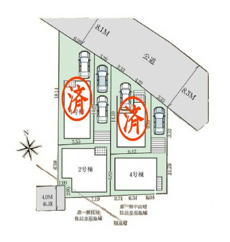 練馬区大泉町4丁目　新築分譲住宅全4棟の区画図