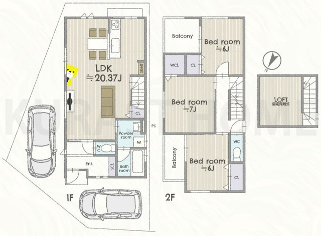 京都市南区久世上久世町　新築戸建の間取り