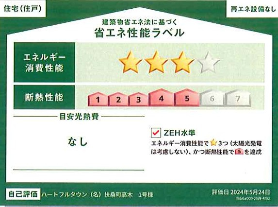 ハートフルタウン　丹羽郡扶桑町高木　全2区画分譲の省エネ性能ラベル|販売住戸が複数の場合、本ラベルは特定の住戸の性能を示し、全ての住戸の性能を示すものではありません