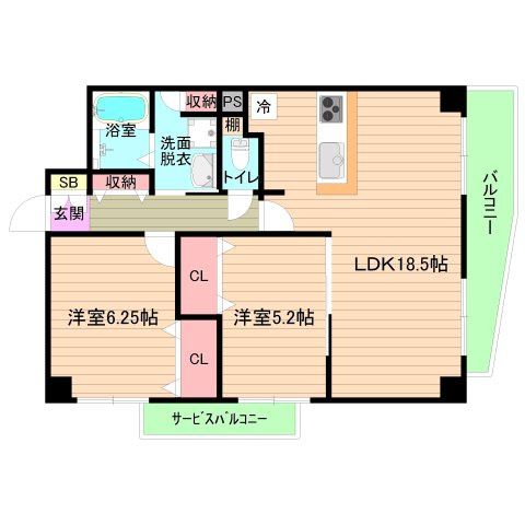 大阪市城東区鴫野西５丁目の賃貸マンションの間取り