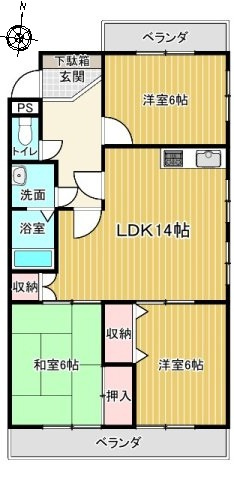 ホワイトキャッスル植田Ⅲの間取り