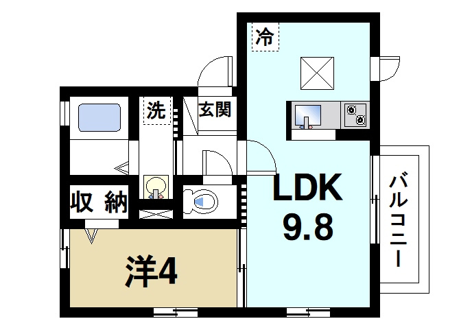 ルーナ西大寺の間取り|１LDKの間取りです