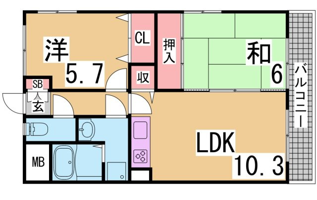 神戸市長田区東尻池町１丁目の賃貸マンションの間取り