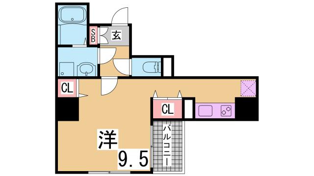 神戸市須磨区衣掛町４丁目の賃貸マンションの間取り