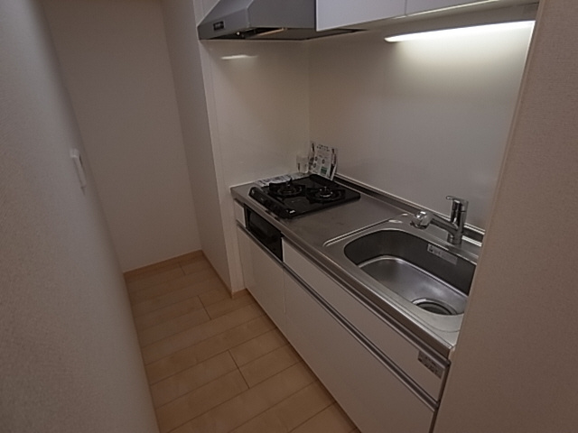 神戸市須磨区衣掛町４丁目の賃貸マンションのキッチン|システムキッチン（ガス２口）