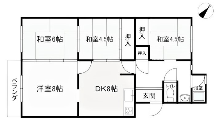 垂水高丸住宅　２号棟の間取り