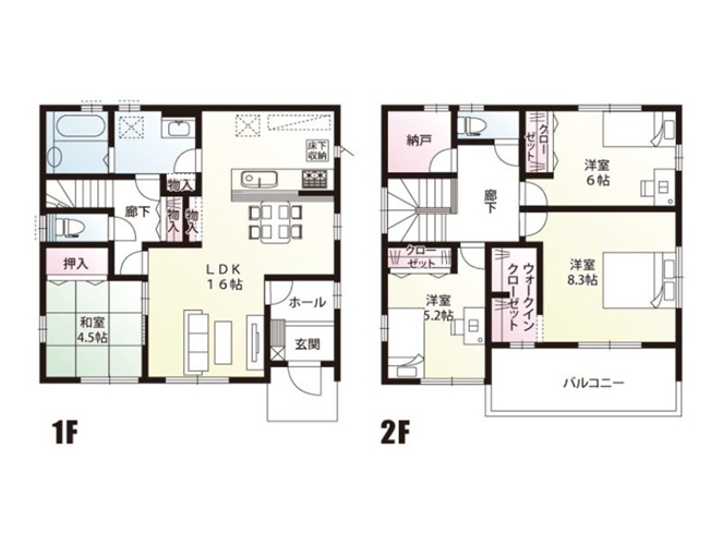 【間取り】 | 太田市由良町　13号棟　ファイブイズホーム施工 | 全居室南向きのプランなので明るく過ごせます♪