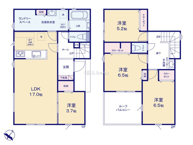 つくば市花畑3丁目24-1期　新築戸建　4号棟の区画図