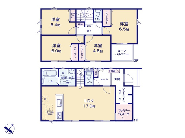 つくば市花畑3丁目24-1期　新築戸建　5号棟の区画図