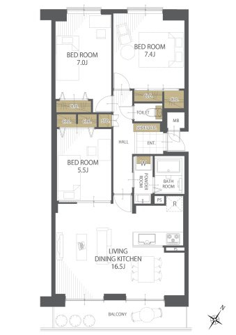 【間取り】サーム新石山弐番館 