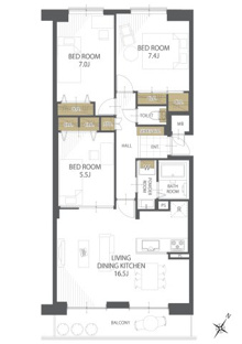 【間取り】サーム新石山弐番館 