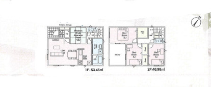 さいたま市西区宝来第1　新築一戸建て　クレイドルガーデン　01の間取り|さいたま市西区宝来第1　新築一戸建て　クレイドルガーデン　01、4LDK、土地面積154.03m2、建物面積100.44m2