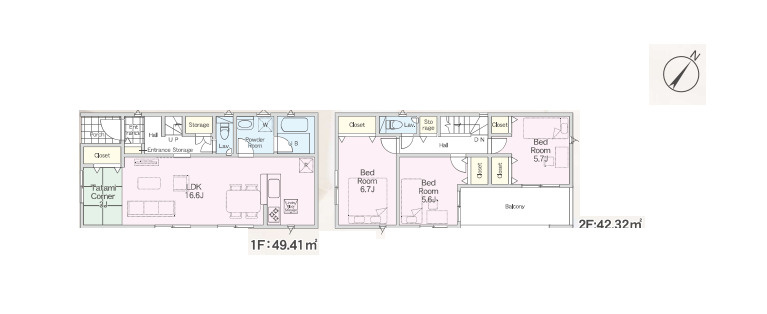 さいたま市西区宝来第1　新築一戸建て　クレイドルガーデン　03の間取り|さいたま市西区宝来第1　新築一戸建て　クレイドルガーデン　03、3LDK＋タタミコーナー、土地面積173.93m2、建物面積91.12m2