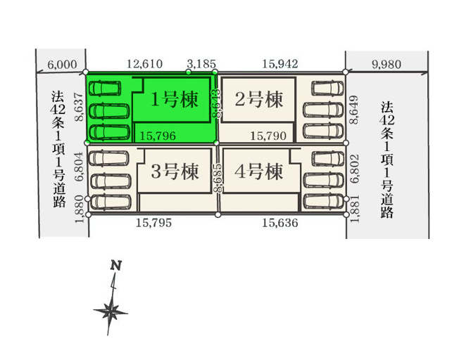 【区画図】 | リナージュ前橋市南町2丁目24-1期ー① | JR前橋駅まで1.3Km！生活環境充実の好立地です！