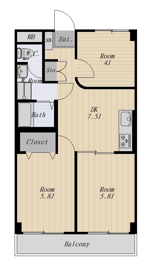 リッツ大森中央 303号室の間取り