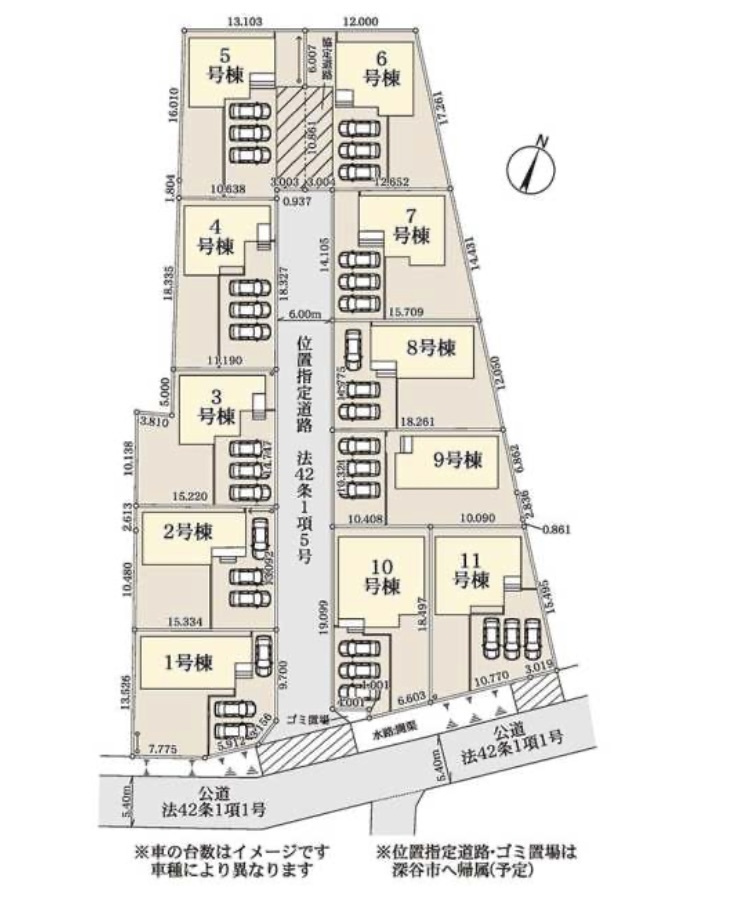深谷市小前田第10　新築戸建　全11棟の区画図