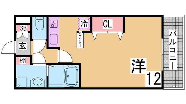 神戸市兵庫区下祇園町の賃貸マンションの間取り