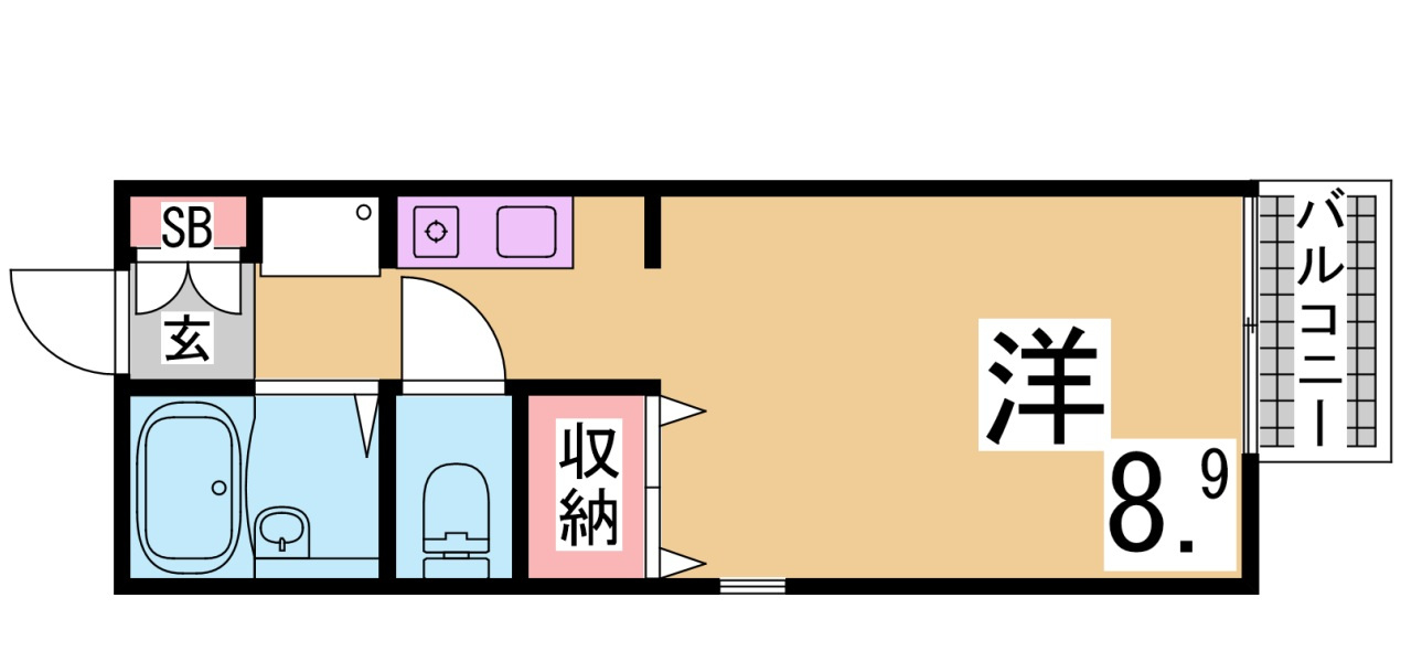 神戸市須磨区多井畑東町のアパートの間取り