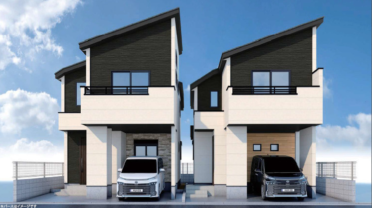 杉並区上荻3丁目　人気エリア×太陽光　車庫付き新築戸建　全2棟の外観パース
