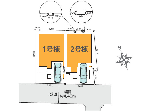 杉並区上荻3丁目　人気エリア×太陽光　車庫付き新築戸建　全2棟の区画図
