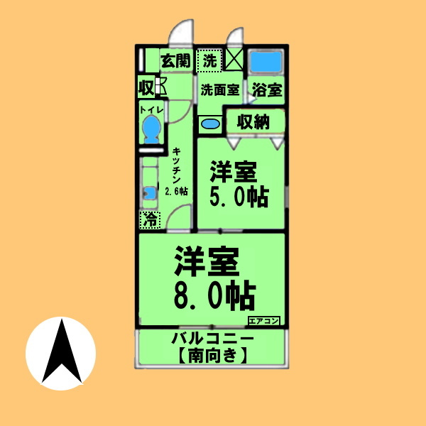 Skypia江向の間取り|間取り反転タイプ
