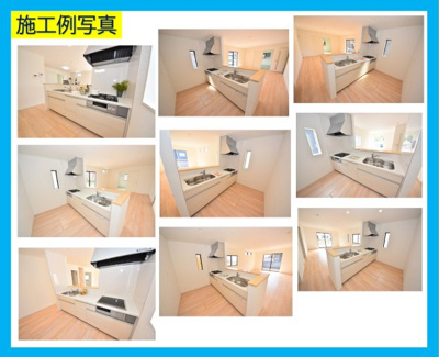 【キッチン】 | CGかすみがうら市下稲吉第14【全7棟】 | システムキッチン　■スライドドアで収納充実■浄水器一体型水栓でカートリッジの交換のみでうれしい■人造大理石トップボードで、お手入れラクラク■3口コンロでお料理の幅も広がります