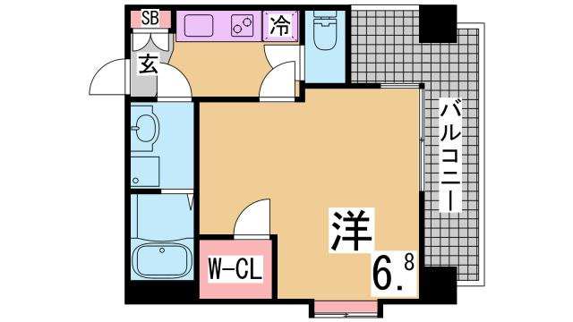 神戸市兵庫区塚本通６丁目の賃貸マンションの間取り