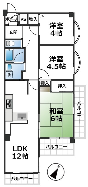 コスモ衣笠の間取り