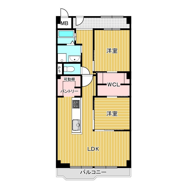 【価格改定】イトーピア向日マンションB棟の間取り|リノベーション済み！こだわりの2LDK♪