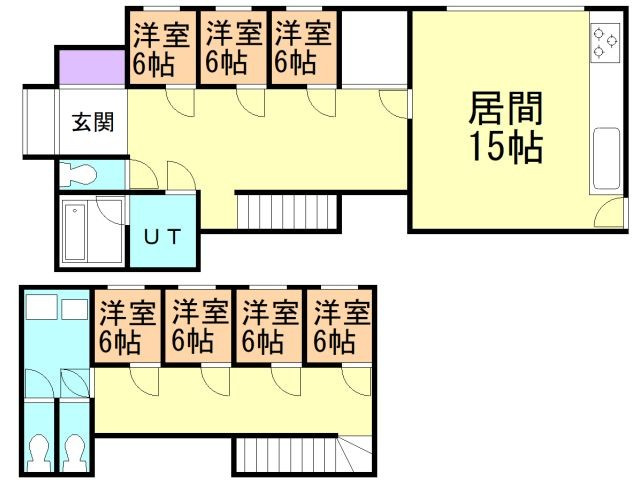 室蘭市八丁平3丁目39-14戸建の間取り