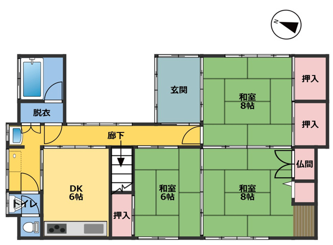 【間取り】 | 三軒屋町貸家_1 | 1F