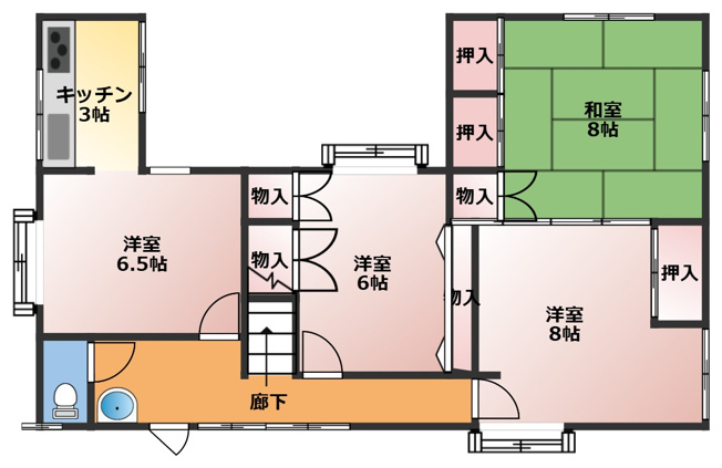 【間取り】 | 三軒屋町貸家_1 | 2F