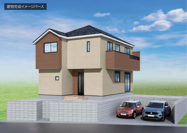 横浜市保土ヶ谷区境木本町 新築戸建て【仲介手数料無料】カースペース2台の外観パース