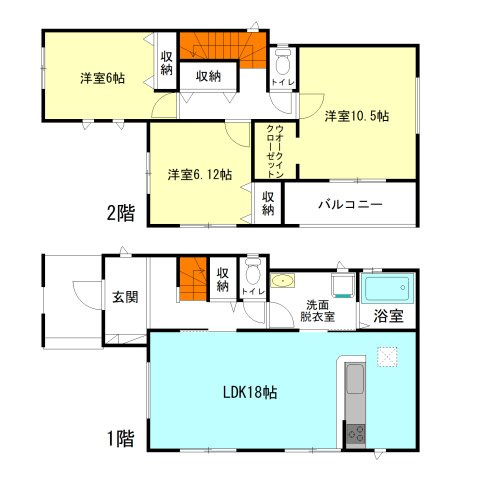 【間取り】 | ハートフルタウン高崎市並榎町6期ー① | モダンな各居室6帖以上＋南向き！
水回りを最短距離で結んだラクラク家事同線！