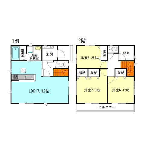 【間取り】 | ハートフルタウン高崎市浜尻町4期ー① | 納戸付きの3LDK間取り！
水回りを最短距離で結んだラクラク家事同線！