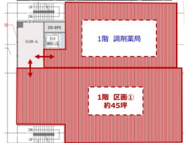 【間取り】 | 市ヶ尾駅徒歩1分 医療ビル 1階 45坪 クリニック向け物件