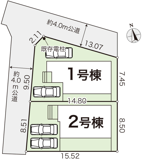 高知市朝倉丙4期2棟 1号棟の区画図