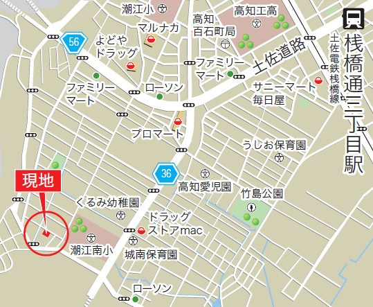 高知市高見町の地図