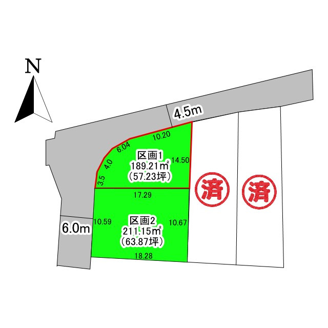 【分譲地】中山町大字長崎字川端の区画図