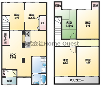 【間取り】 | 東大阪市中小阪3丁目貸家