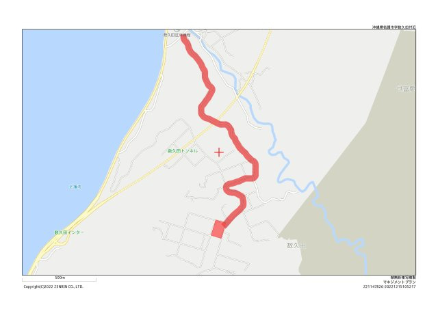 名護市数久田　農地（農振地域）の地図
