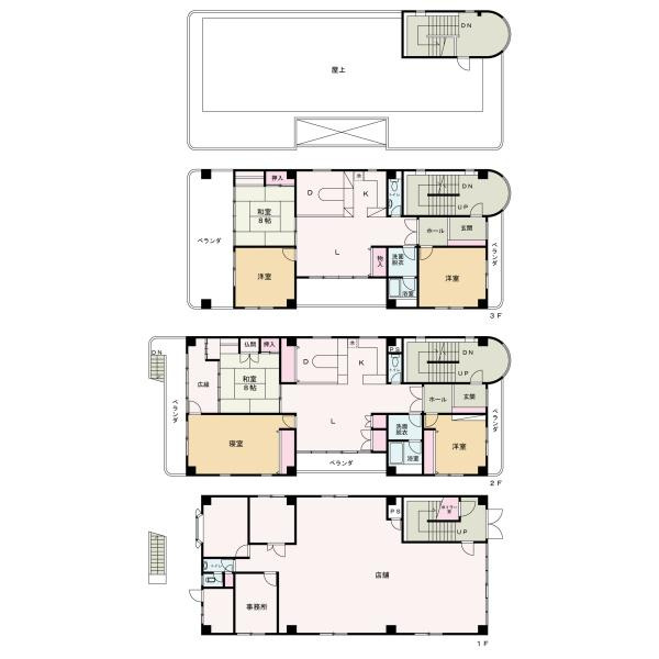 和歌山市元町奉行丁１丁目の店付住宅の間取り